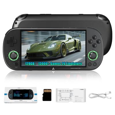 Trimui Smart Pro Retro Video Gaming Console 128GB, Portable Handheld Game Console with Built in 13000+ Retro Games 26 Emulators, Linux Game System, 4.96 Inch IPS Screen, 3D RGB Light Joystick (Black)