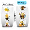 1000Pcs Bee Stickers Roll, 2 Rolls 20 Styles Self-Adhesive Stickers for Kids - Waterproof for Classroom Rewards, Birthday Party Favors, Scrapbooking & Water Bottle Decals (Bumble Bee Theme) view 2