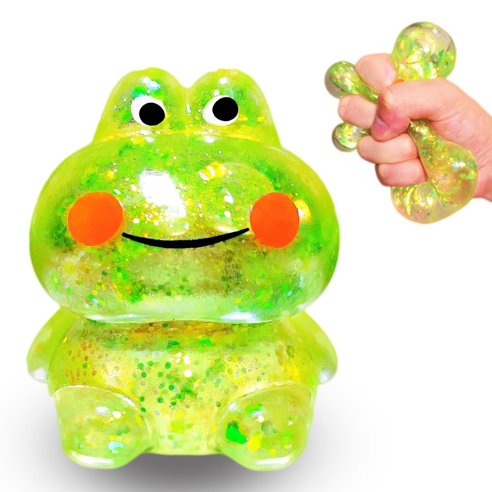1Pcs Squishy Frog Stress Balls for Adults Maltose Ball Sensory Fidget Toys for Kids, Frog Sugar Ball, Slow-Rise Squishy Sugar Stress Toy, Animal Squeeze Toys (Green)