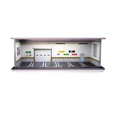 LAHPAVER 1/64 Scale Tomica Compatible Garage with LED Light Bar Stackable Dustproof Parking Lot Model Mini Car Case Desktop Ornament Gift (White)