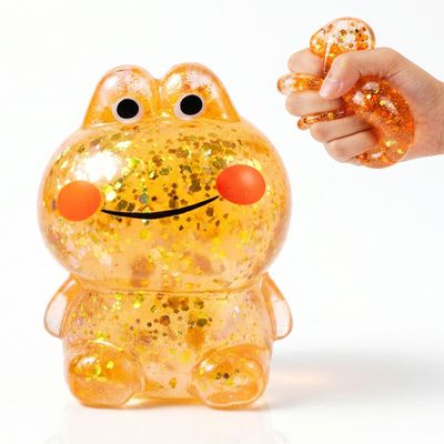 1Pcs Squishy Frog Stress Balls Frog Stretchy Squish Ball, Sensory Squeeze Fidget Toys Stress Relief Balls for Kids Adults Squeeze Squishy Toys for Anxiety Relief Gifts for Kids (Orange)