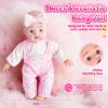 AuntyFey 12" Baby Doll Set, Baby Doll Bassinet with Accessory for Girl Toddlers 1-3 with Bottle, Teddy Bear, Pillow, Blanket view 4
