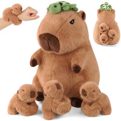 5 in 1 Capybara Plush, 12.8" Mommy Capybara Stuffed Animal with 3 Babies Capibaras Peluches Inside, Cute Stuffed Capybara Pillow Plushies Toys for Kids Valentines Easter Christmas Birthday Gifts