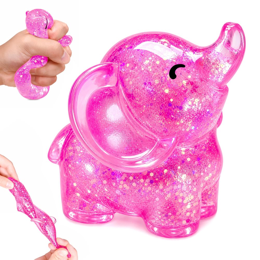1Pcs Elephant Stress Balls Squishy Toys for Adults Kids, Squishy Elephant Sugar Ball Sensory Toys, Squeeze Squishy Ball Fidget Toys for Anxiety Relief, Slow Rise Squishy Toy for Boys Girls (Pink)