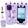 Elecoutek Kids Smart Phone, Toddler Unicorn Phone Toys for 3 -10 Year Old Kids, Mobile Phone Toy with Dual Cameras, 2.8 Inch Touchscreen, Learning, Music Player, Games, 32 GB Card and Bag (Purple) view 1