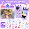 Elecoutek Kids Smart Phone, Toddler Unicorn Phone Toys for 3 -10 Year Old Kids, Mobile Phone Toy with Dual Cameras, 2.8 Inch Touchscreen, Learning, Music Player, Games, 32 GB Card and Bag (Purple) view 3