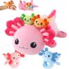 5 in 1 Axolotl Plush Toys for Girls Boys, 18" Mommy Axolotl Stuffed Animal with 4 Baby Axolotls Pink Stuffed Axolotl Plush with Babies Valentines Birthday Axolotl Plushies Gifts for Kids Toddler view 1