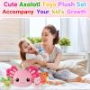5 in 1 Axolotl Plush Toys for Girls Boys, 18" Mommy Axolotl Stuffed Animal with 4 Baby Axolotls Pink Stuffed Axolotl Plush with Babies Valentines Birthday Axolotl Plushies Gifts for Kids Toddler view 3