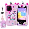 Elecoutek Kids Smart Phone for Girls, Toddler Unicorn Phone Toys for 3-10 Year Old Girl, Kids Mobile Phone Toy with Dual Cameras, 2.8 Inch Touchscreen, Music Player, Games, 32 GB Card and Bag (Pink) view 1