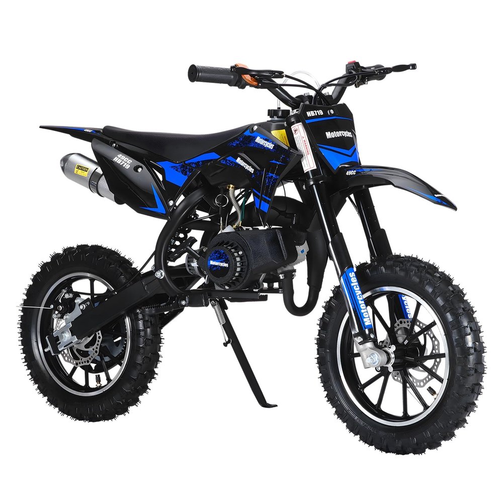 YOXIER 50cc Dirt Bike for Kids 8-14, Gas-Powered Mini Dirt Bike, 25 MPH Max Speed, Front & Rear Disc Brakes, Shock Absorption, Padded Seat, Kids Motorcycle, Mini Motorcycle Blue