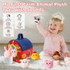 Baby Toys 6-12 Months, Surprise Barn with Stuffed Farm Animals 6Pcs, Rattle, Crinkle, Mirror, Montessori Sensory Toys for 1-3 Year Old Boys Girls, Ideal Gifts for Babies Toddlers Birthday Christmas view 2