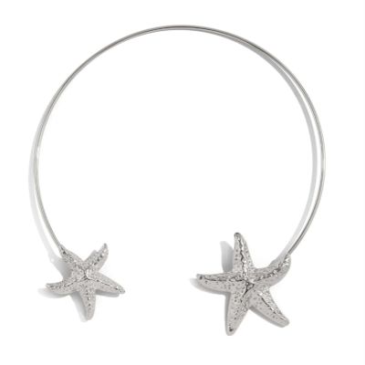 ZYIBPMSJKQCFK Alloy Starfish Metal Adjustable Necklace For Women,silvery,47cm
