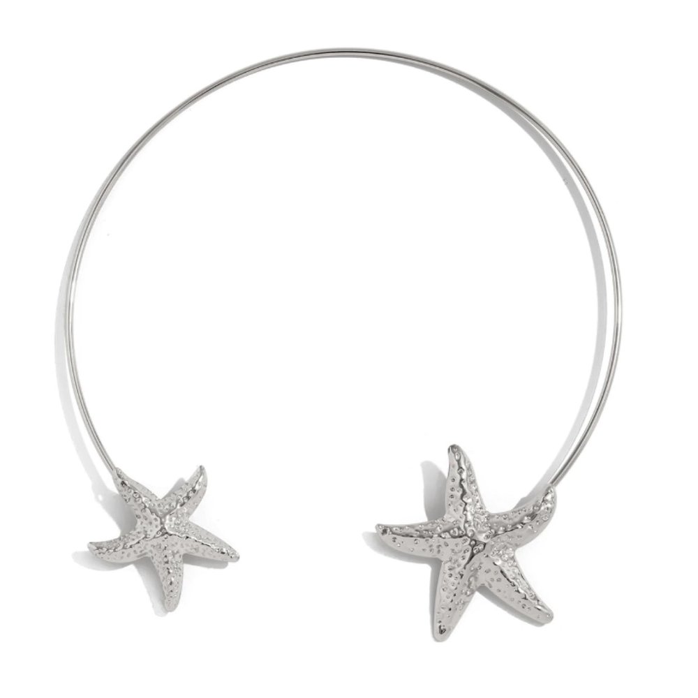 ZYIBPMSJKQCFK Alloy Starfish Metal Adjustable Necklace For Women,silvery,47cm