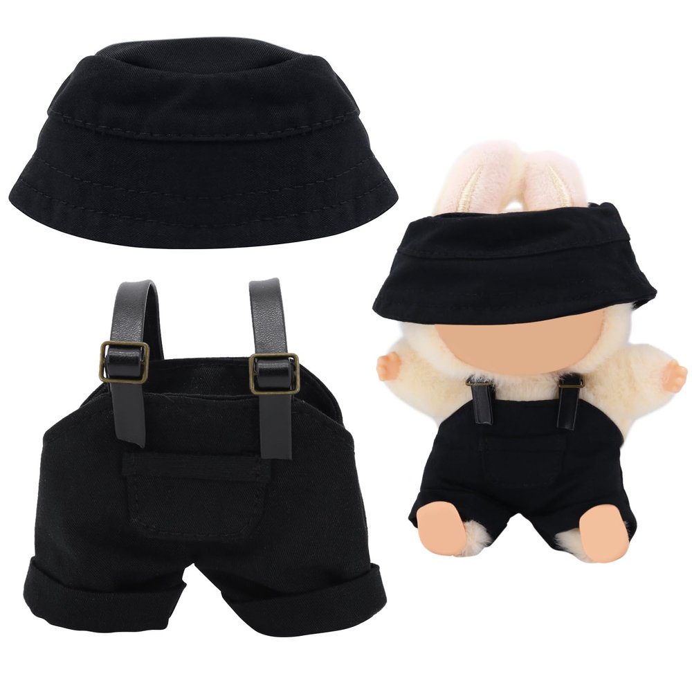 15-17cm Dolls Clothes with Adjustable Belt& Cute Hat, Summer Overalls Clothing Set for 17 CM Doll, Cute Fashion for Outfit Dolls Daily Wear