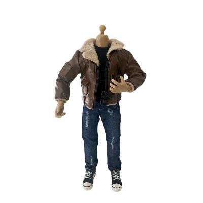 1/12 Action Figure Clothes,Leather Jacket for 6 inch Male Action Figures,6 inch Male Jackets. (Style 3-Fur Collar Brown)