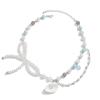 Bow Imitation Pearl Shell Pendant Bead Chain Necklace,white,38+7cm view 1