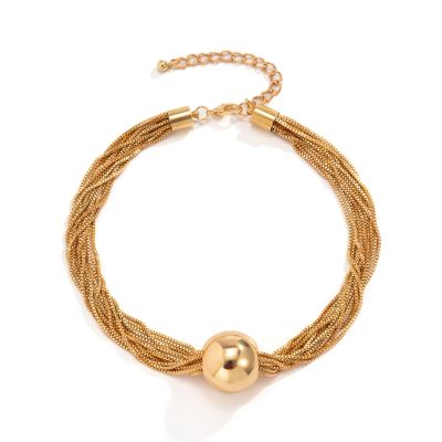 ZYIBPMSJKQCFK Round Pendant Metal Multi-Layer Chain Necklace,golden,35+7cm