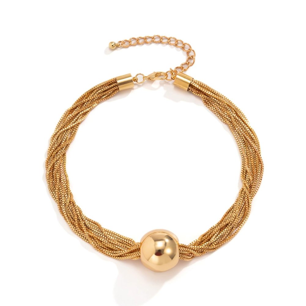 ZYIBPMSJKQCFK Round Pendant Metal Multi-Layer Chain Necklace,golden,35+7cm
