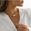 ZYIBPMSJKQCFK Round Pendant Metal Multi-Layer Chain Necklace,golden,35+7cm view 3