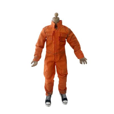 1/12 Action Figure Clothes,Jumpsuit for 6 inch Male Action Figures,6 inch Miniature Clothing (Red-Orange)