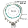 ZYIBPMSJKQCFK Bohemia Imitation Turquoise Multi-Layer Layered Women'S Necklace,green,36+7cm/42+7cm view 3