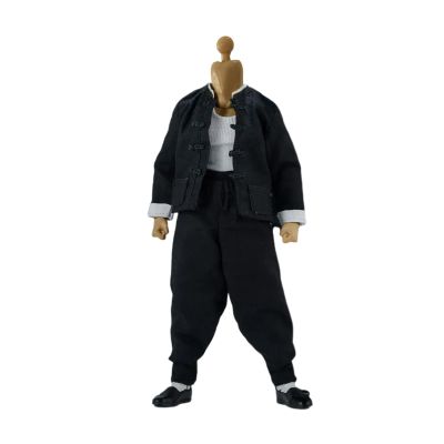 1/12 Action Figure Clothes,Three-piece Set for thinner Build 1/12 Figures,Miniature Chinese Kung Fu Clothing Suit. (Vest,Coat and Pant)