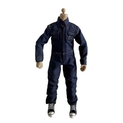 1/12 Action Figure Clothes,Jumpsuit for 6 inch Male Action Figures,6 inch Miniature Clothing (Navy Blue)