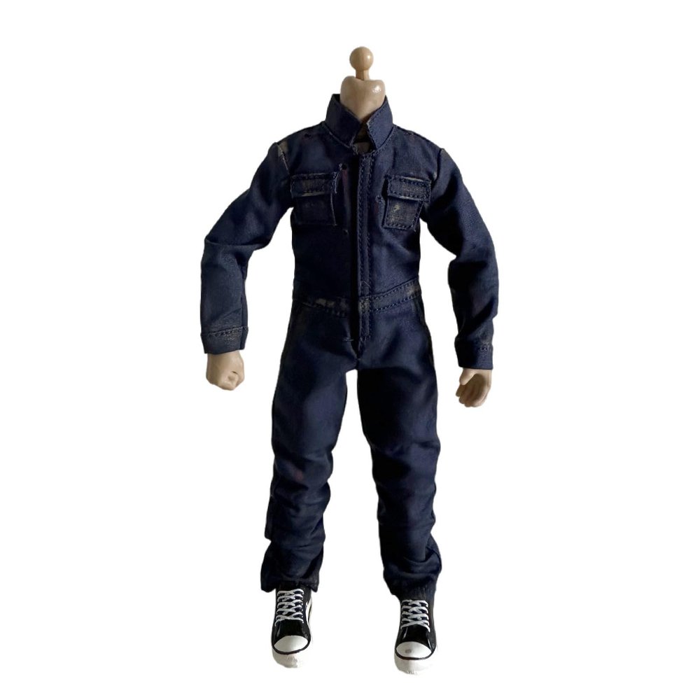 1/12 Action Figure Clothes,Jumpsuit for 6 inch Male Action Figures,6 inch Miniature Clothing (Navy Blue)