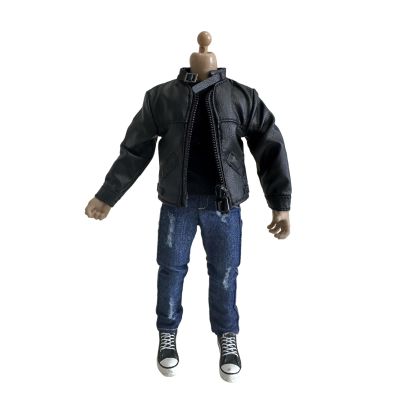 1/12 Action Figure Clothes,Leather Jacket for 6 inch Male Action Figures,6 inch Male Jackets. (Style 2-Black)