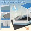 Costzon Pirate Ship Sandbox with Canopy, Fir Wood Boat Sand Box w/Flag, Rudder, Bench Seats and Storage Compartments for Backyard Beach, Outdoor Sand Pit for Kids 3-8 Years Old view 2
