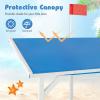 Costzon Pirate Ship Sandbox with Canopy, Fir Wood Boat Sand Box w/Flag, Rudder, Bench Seats and Storage Compartments for Backyard Beach, Outdoor Sand Pit for Kids 3-8 Years Old view 3