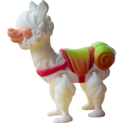 Adorable Articulated Alpaca Poseable White Llama Figurine with Colorful Saddle for Teens & Adults 3D Printed in Canada