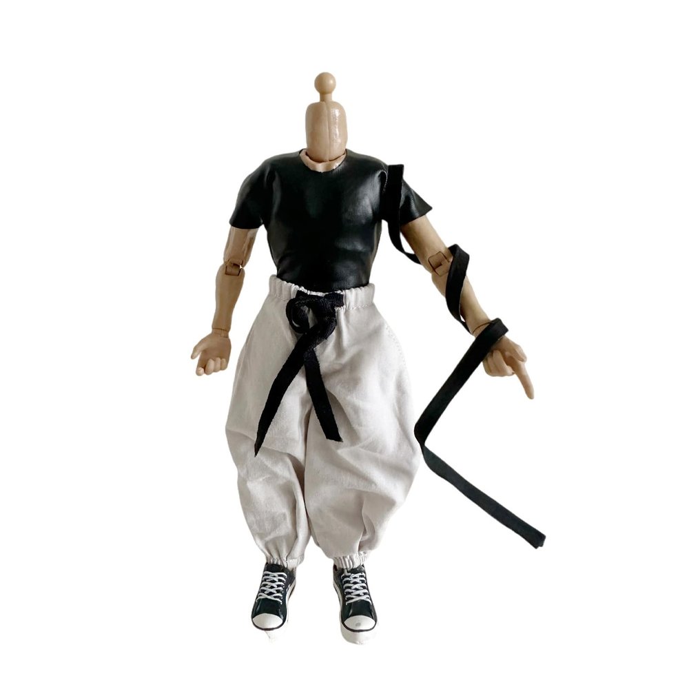 1/12 Action Figure Clothes,Tight T and Pants Set for 6" Male Action Figure,fits Well for 1/12 Scale Figures,Only Clothing Suit. (Black T and Grey Pant)