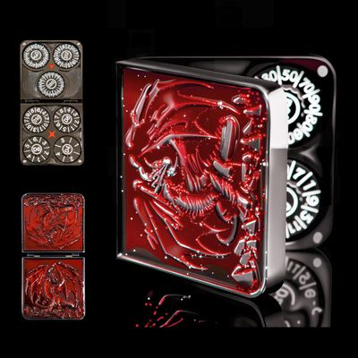 7 in 1 Metal DND Dice Set Spinner dice subitable for Dungeons & Dragons in Magnetic Iron Boxred