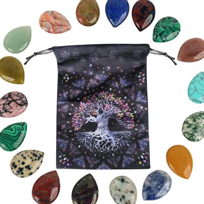Drawstring Jewelry Pouch Cotton Tarot Sack with Celestial Print Design | Reusable Storage Bag for Fate Readings, Mystic Supplies, Card Protection, Tools, Events
