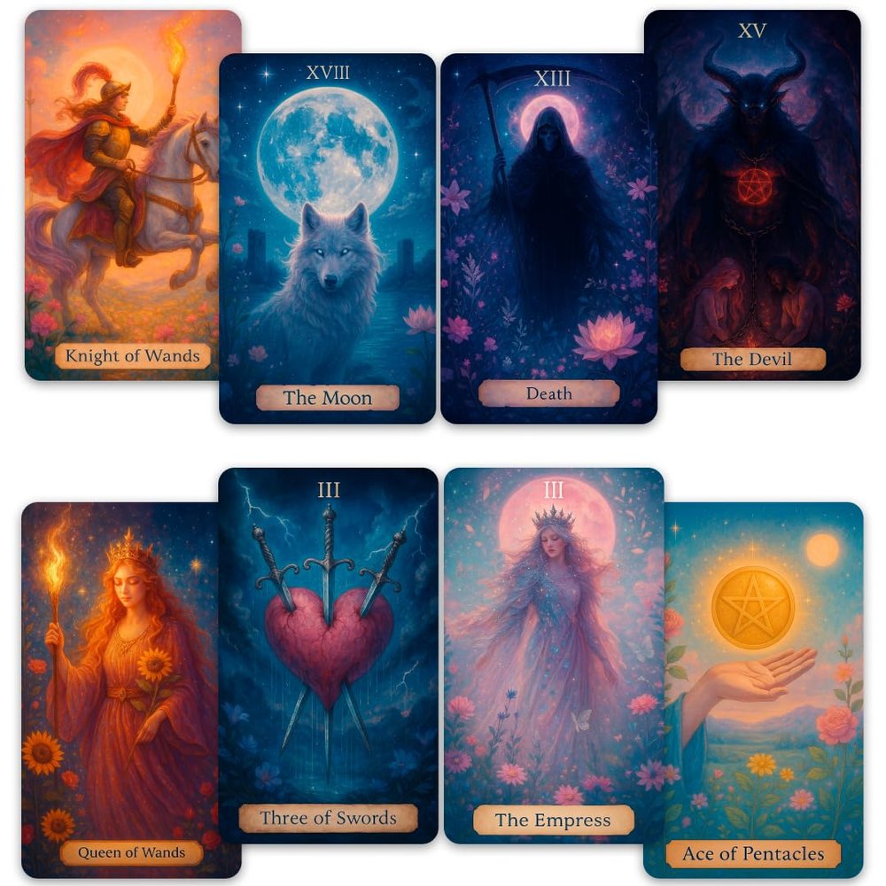 CRAFTERIAN Enchanted Gate Tarot  78 Cards Deck with Guidebook | Fantasy Witchy Celestial Tarot Cards for Beginners & Advanced Readers