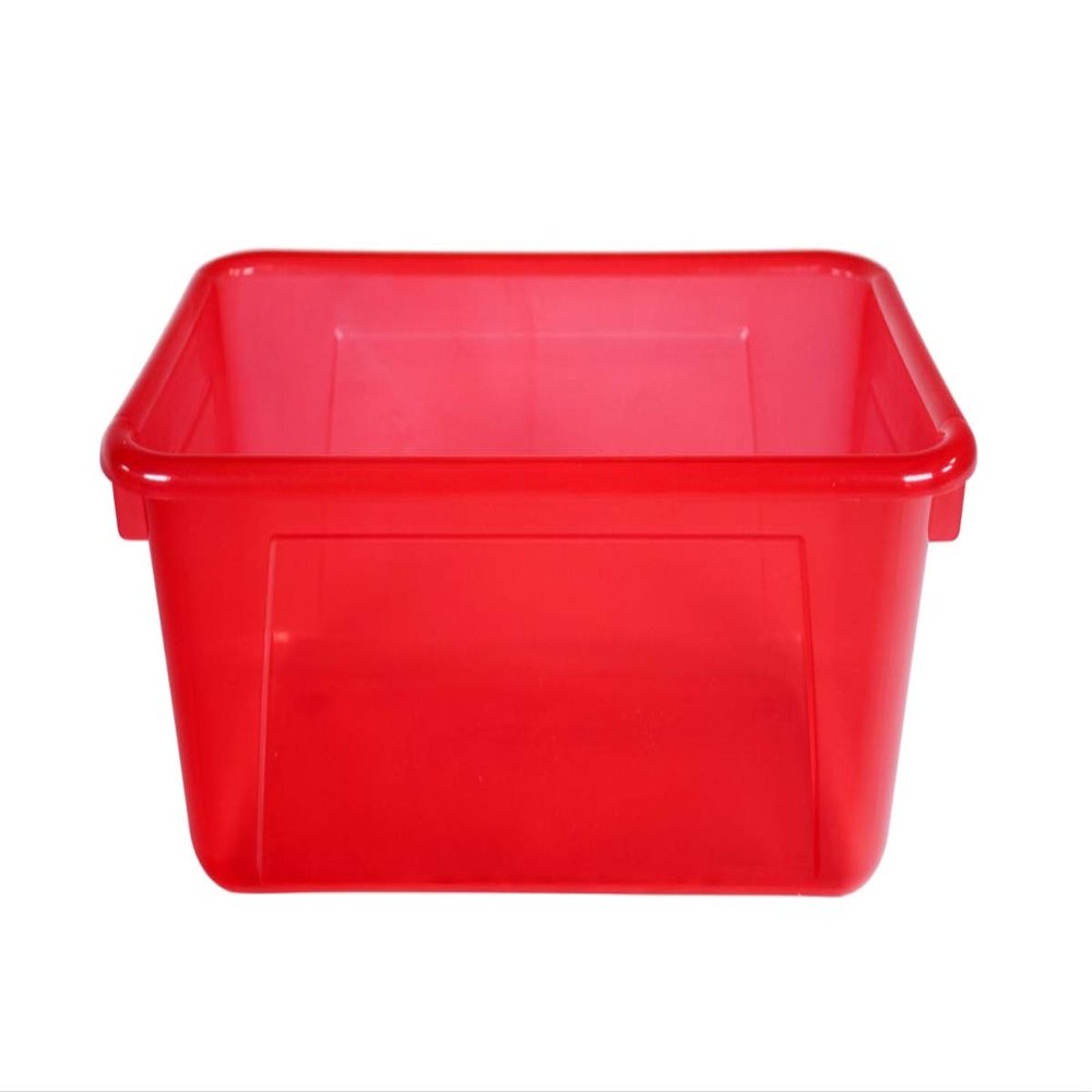 12 x 8 x 5 in. Translucent Cubby Bin, Candy Red - Small