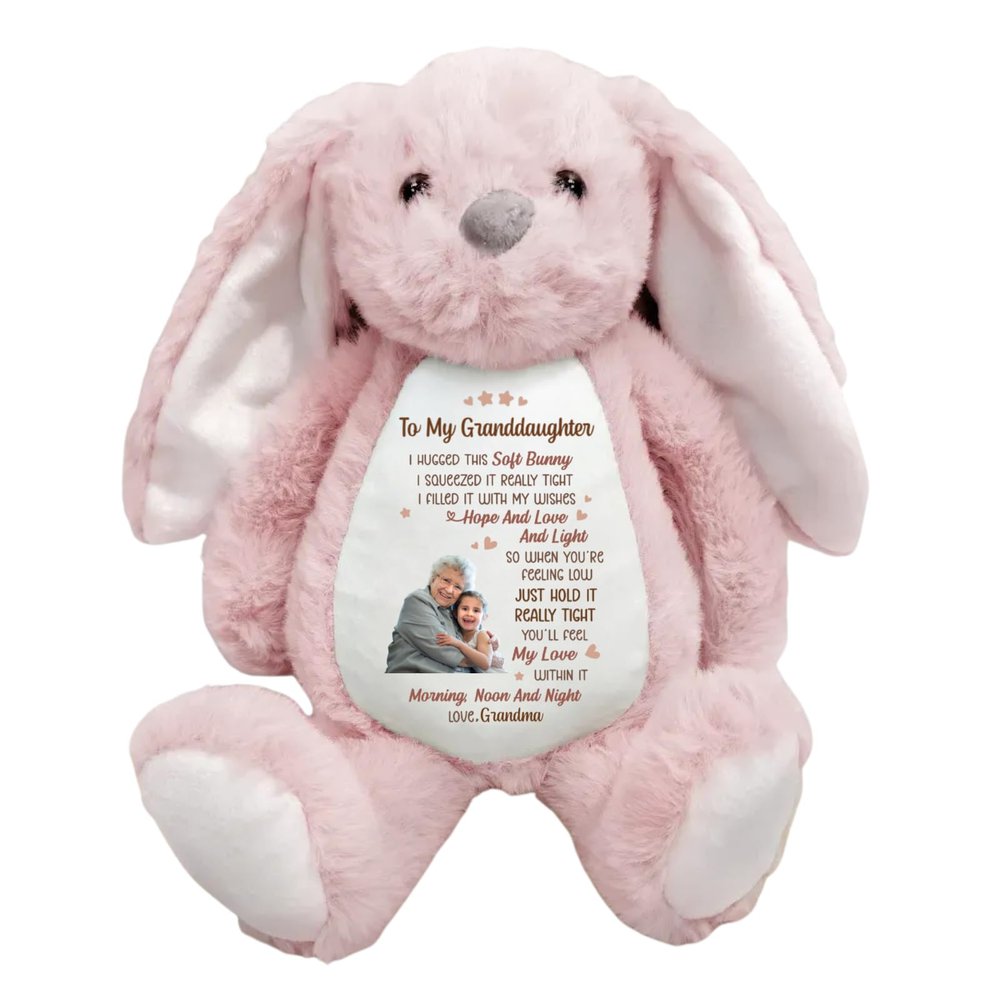 84WONDER I Filled It with My Wishes Grandmother Granddaughter Personalized Stuffed Bunny Gift, Custom Plush Toy from Grandma, Bunny with Message for Granddaughter, Kids & Baby Keepsake