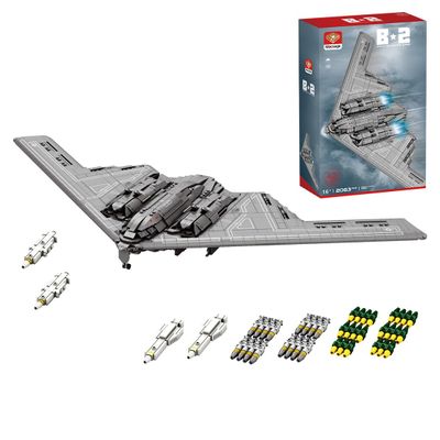 HeyCubex B2 Spirit Airplane Stealth Bomber Building Block Set 1/70 Scale with Magazines Set, Military Building Toys Bomb Bay & Landing Gear Collectible Model for Adults 16+ (2063 Pieces)