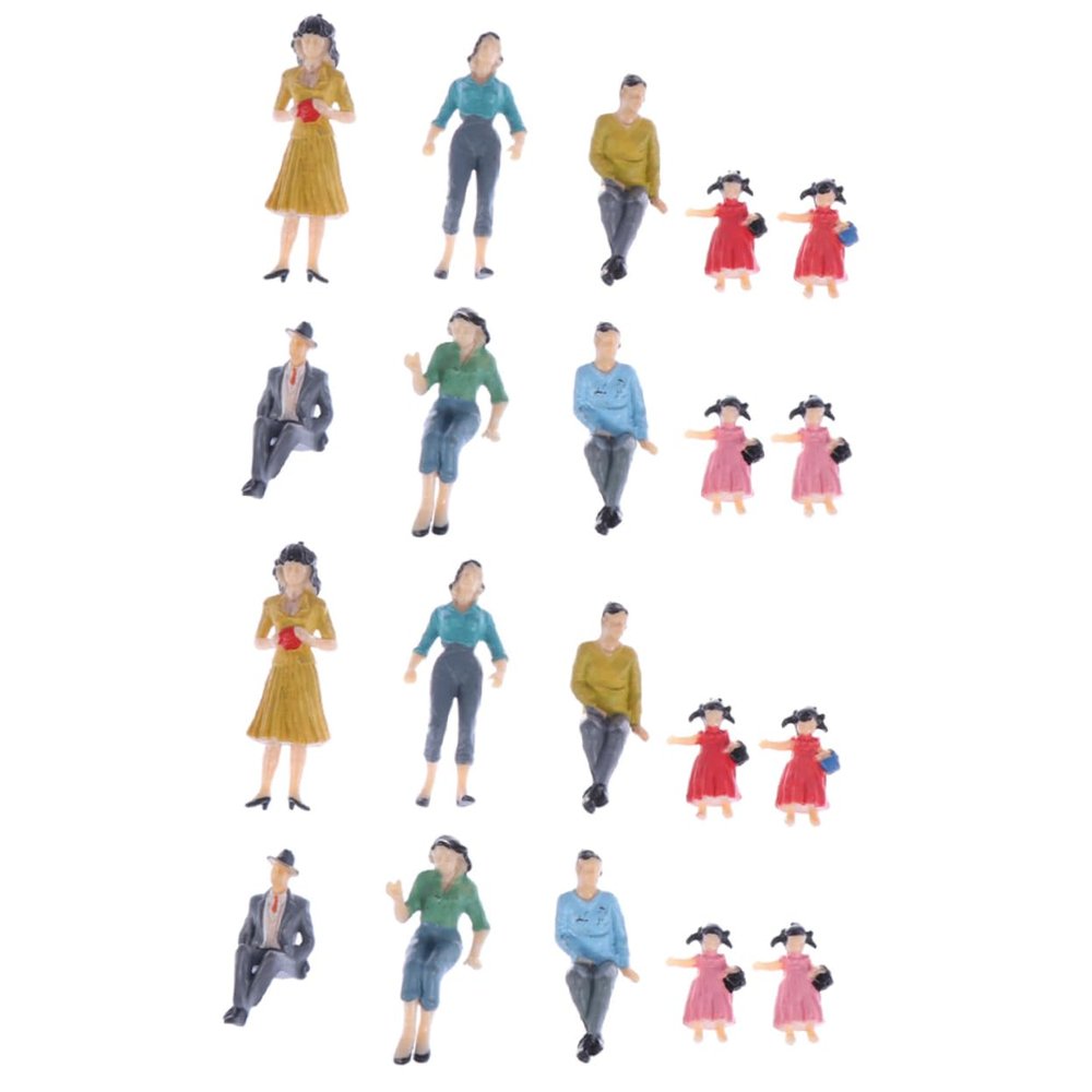 pistro 30Pcs Painted Scale People Figures Miniature Human Figurines for Architectural Models and School Projects 1/25 Scale Plastic