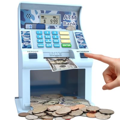ATM Piggy Bank for KidsATM Bank Cash Coin Saving for Real Money with Debit CardCoin Recognition, Balance Calculator, Electronic Savings Safe BoxGift for Ages 6-13 Piggy Bank