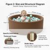 Foam Ball Pit - 36.5" x 13.2" Ball Pit for Toddlers,Round Soft Playpen with 100% Cotton Cover & High-Resilience Memory Foam,Machine Washable,Indoor Outdoor (Brown,Not Includes Balls) view 3
