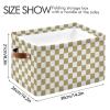 Emelivor Browm Checkerboard Storage Basket Bins Decorative Organizer Bins Laundry Hamper Baskets with Handles for Office Bedroom Clothes Bedroom Living Room,1 pcs view 3