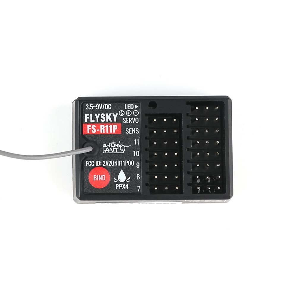 Authticar Flysky FS-R11P Receiver, 11 Channel 2.4GHz Receiver for RC Car Boat, Long Range Radio Control Receiver with PWM PPM IBUS SBUS Output
