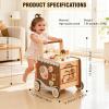 Wooden Baby Walker Push Walker with Adjustable Speed, Montessori Bakery Toy Walker with Coffee Machine & Play Food for 1 Year Old, First Birthday Gift view 2