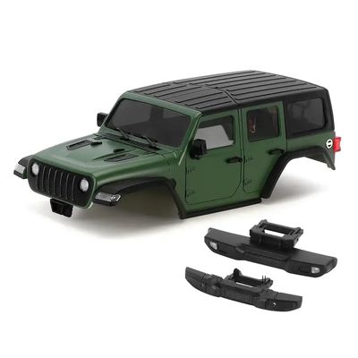 1/18 RC Crawler Chassis Compatible Body Kit Hardtop with Front Rear Bumpers for 6.10in Wheelbase Bronco Style 4M-66(Green)