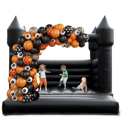 Black Bounce House for Adults Kids, 100% PVC Commercial Halloween Bounce House with 750W Powerful Blower, Outdoor Indoor Halloween Inflatable Party, 13.5x11.5x10FT