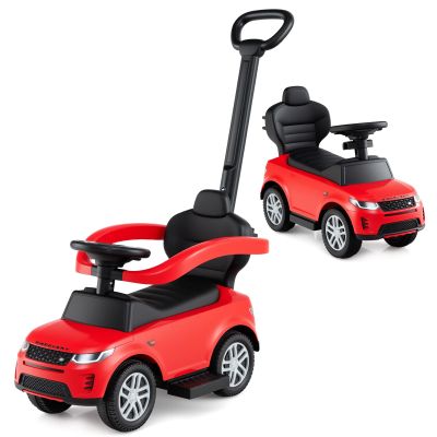 OLAKIDS Push Car for Toddlers, 3 in 1 Licensed Landrover Baby Ride on Toy with Parent Control Handle Safe Guardrails, Kids Sliding Walker with Under Seat Storage Horn for Boys Girls (Ruby)