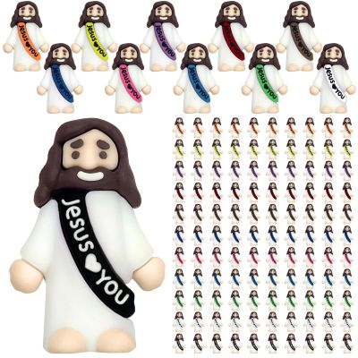 110 PCS Little Jesus Figures Bulk - Mini Jesus Loves You Figurines, Pocket Rubber Jesus Toys for Hide & Seek, Easter Egg Fillers, Sunday School Baptism Gifts & Religious Party Favors (11 Colors)