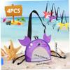 CurcKua 4Pcs Kids Beach Bag, Crab Shaped Mesh Seashell Bag with Zipper Personalized Seashell Collecting Pouch for Boys and Girls Beach Bags for Kids Shells view 4